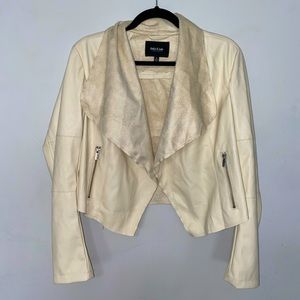 Leather coat, kinda cropped, zipper pockets, very soft inside, new